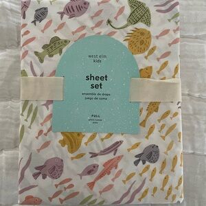 NWT West Elm Kids Under the Sea Sheet Set, size FULL